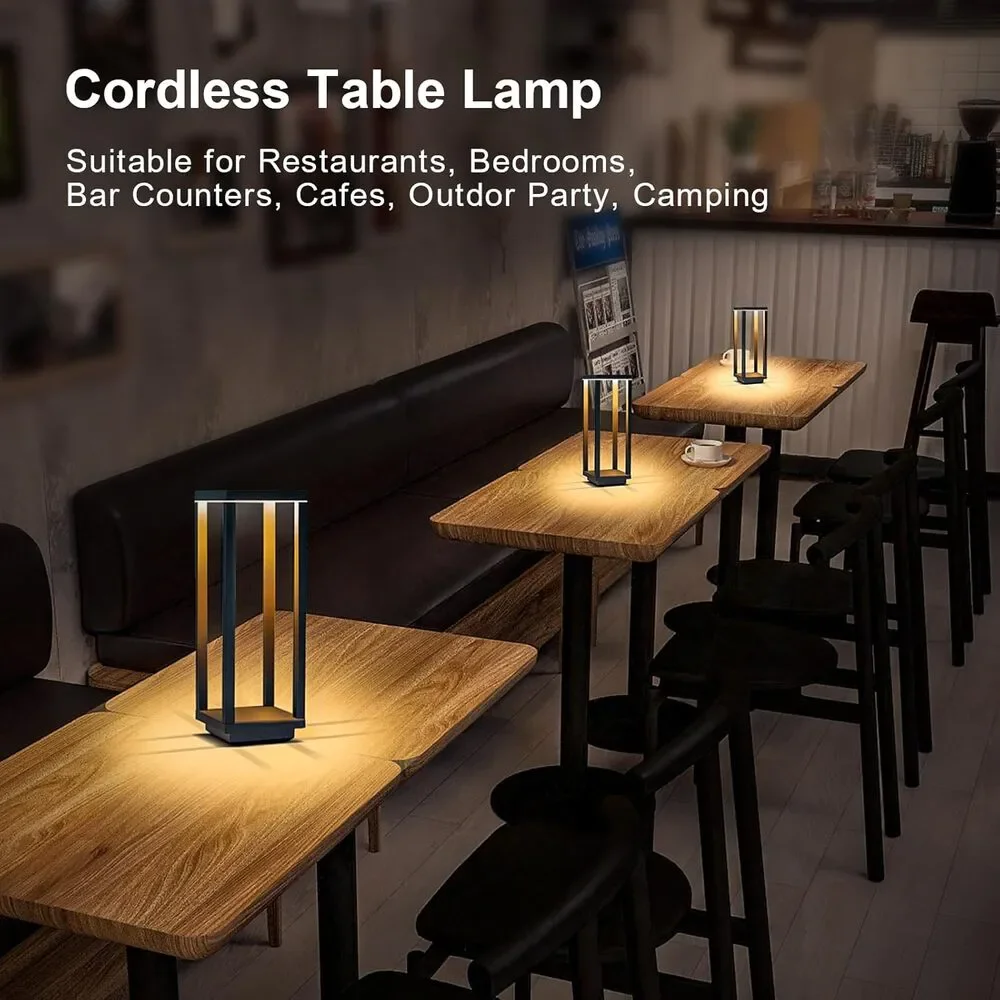 Cordless Table Lamp Rechargeable, IP55 Waterproof 3 Color Stepless Dimming